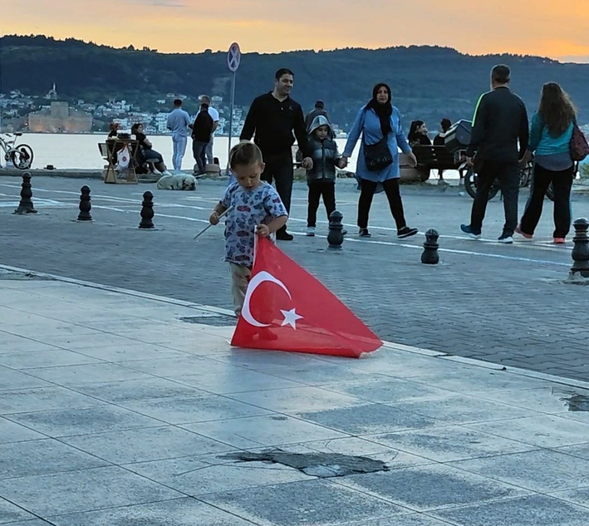 Çanakkale de bir çocuk, yerdeki Türk bayrağını kaldırıdı #2