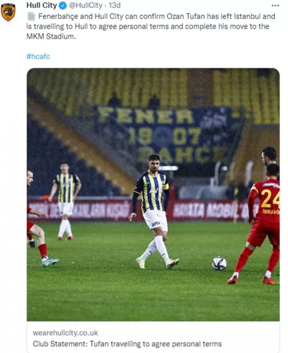 Fenerbahçe duyurdu: Ozan Tufan Hull City de #2