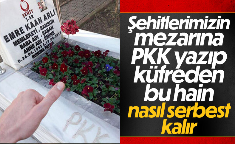 Kocaeli'de şehit mezarlarına 'PKK' yazan sanık tahliye edildi