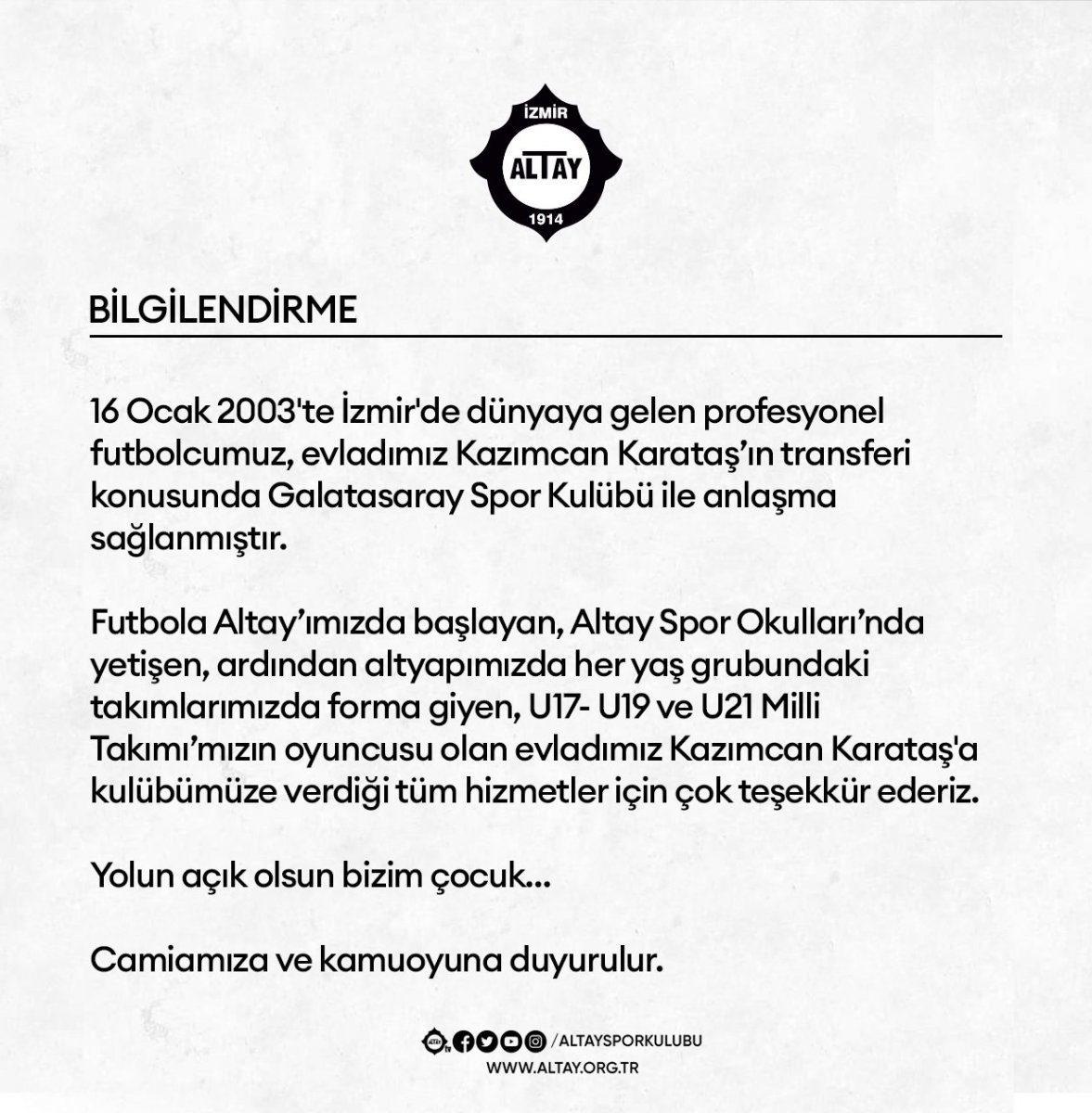 Galatasaray Kazımcan ı KAP a bildirdi #5