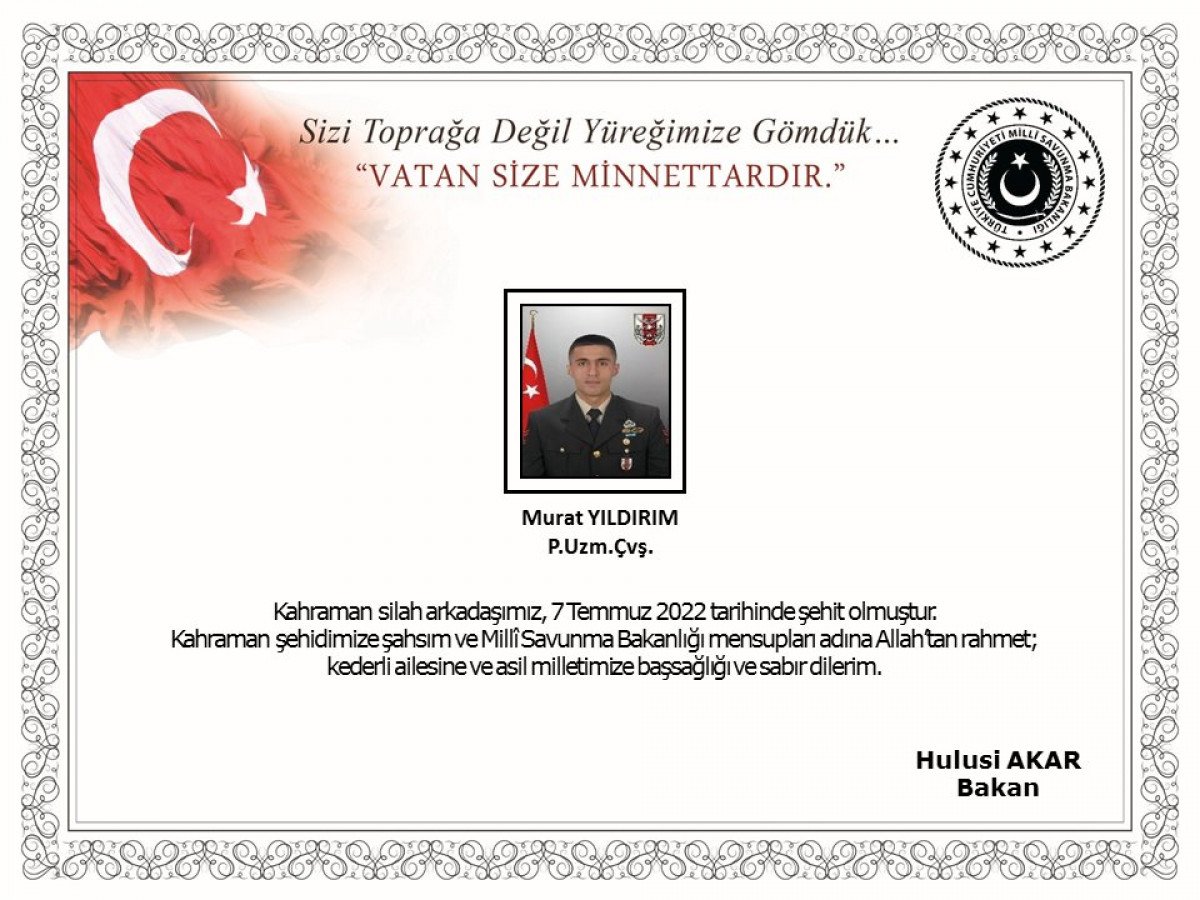 Piyade Uzman Çavuş Murat Yıldırım şehit düştü #1