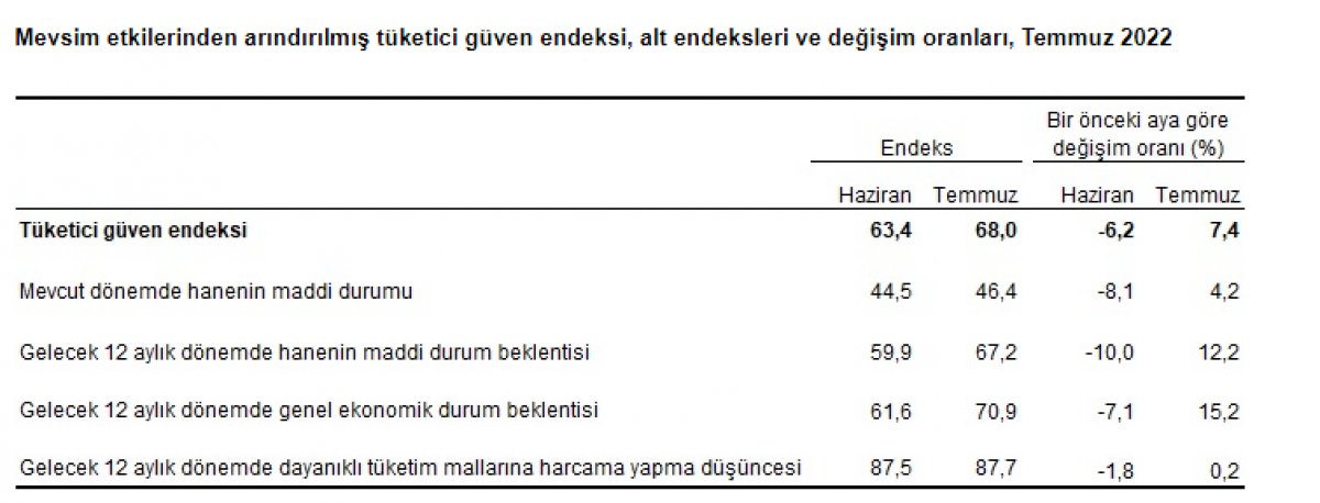 Temmuz ayı tüketici güven endeksi açıklandı #2