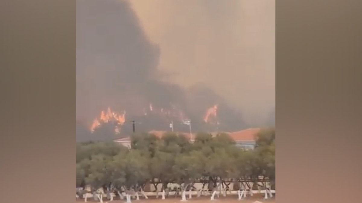 Yunanistan da Midilli Adası ndaki orman yangını evlere sıçradı #3