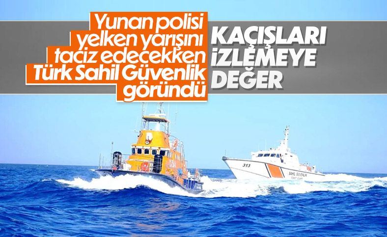 Yelkenli tekneyi taciz eden Yunan unsurları, Türk askerlerini görünce kaçtı 