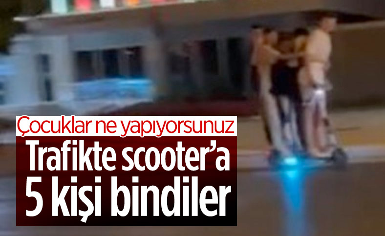 Antalya’da 5 kişi aynı elektrikli scootera bindi