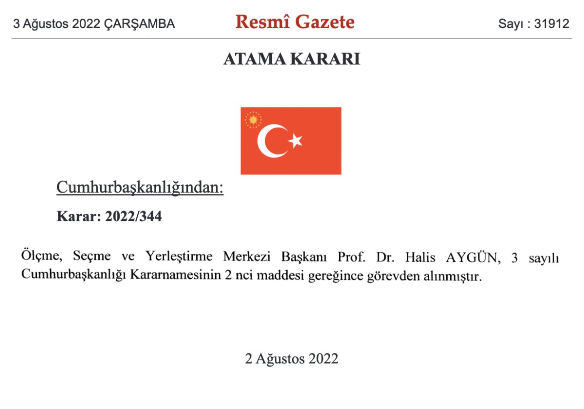 ÖSYM Başkanı Halis Aygün görevden alındı #2