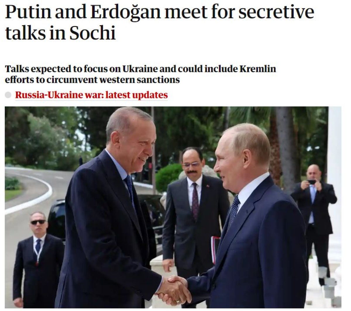 Cumhurbaşkanı Erdoğan ile Putin in Soçi deki görüşmesi dünya basınında #1