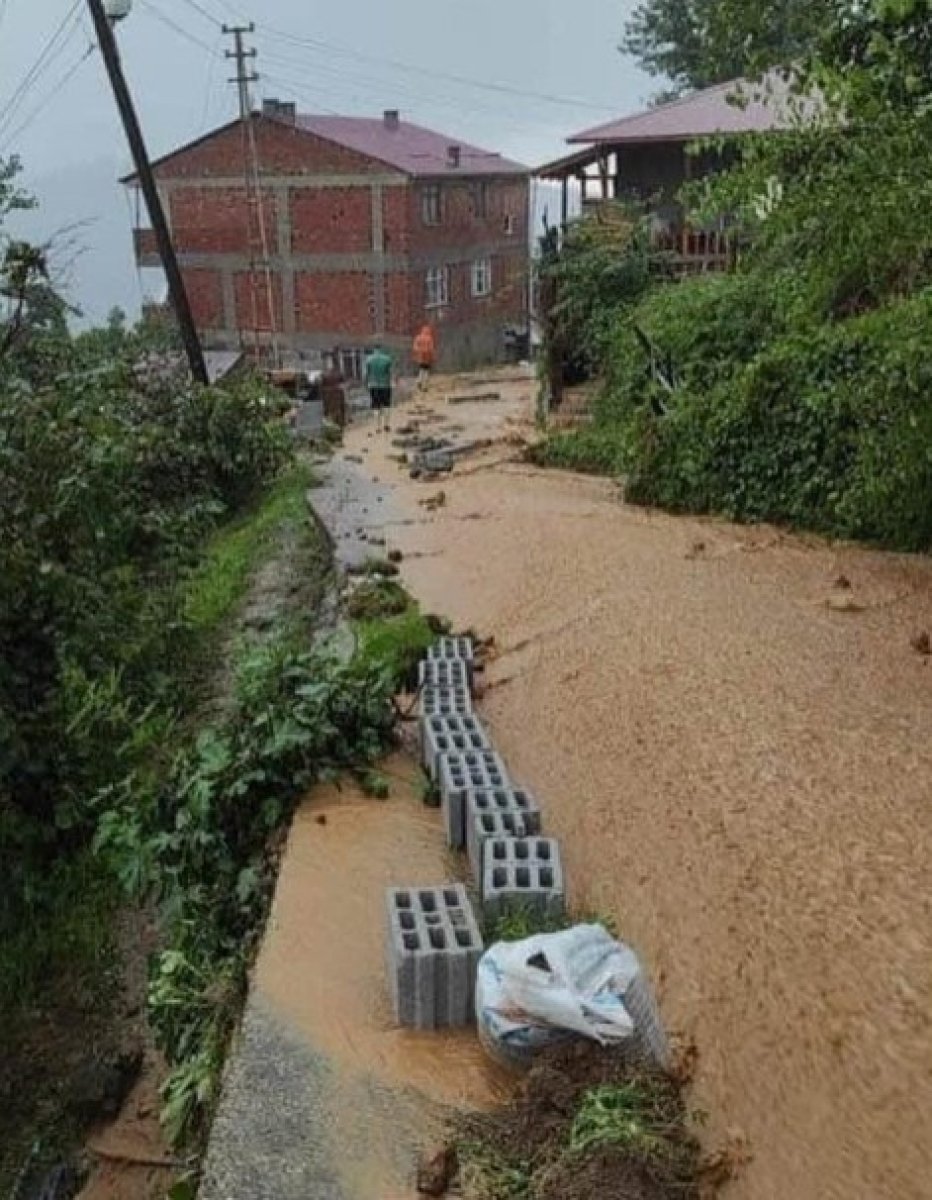 Giresun da şiddetli yağış sonrası sel ve heyelan #1