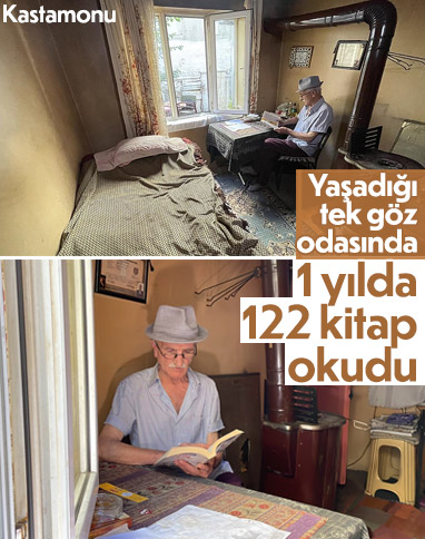 Kastamonu'da tek odalı evinde kitaplarıyla yaşıyor