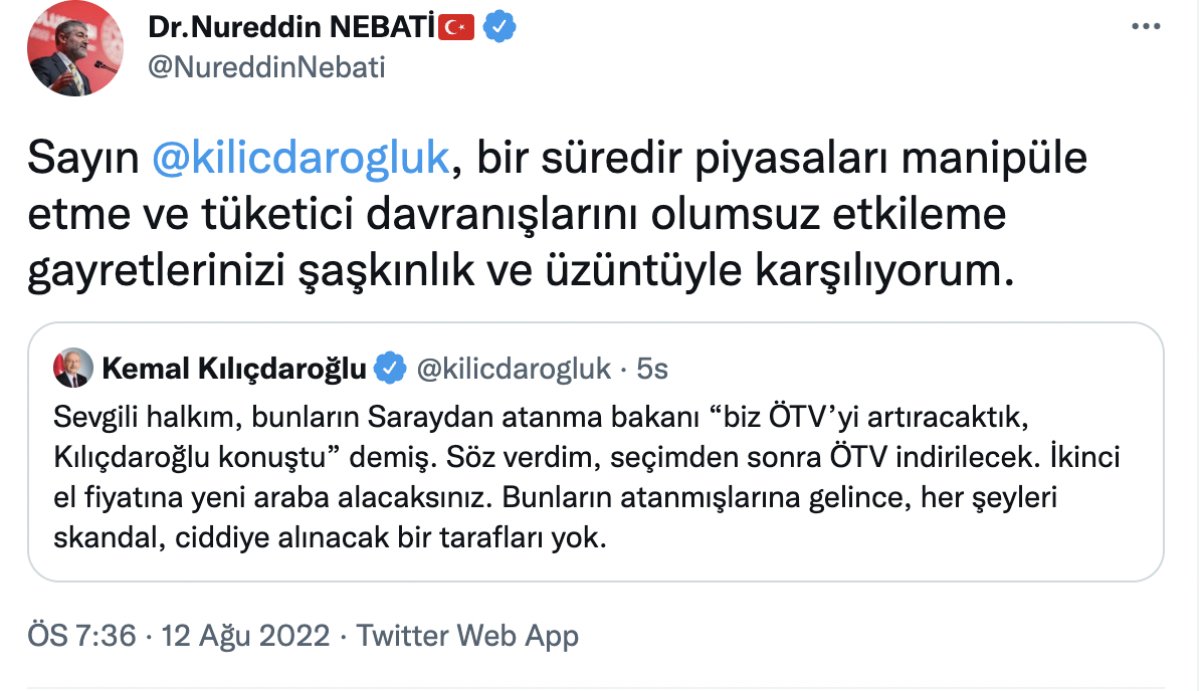Nureddin Nebati’den Kılıçdaroğlu’na ÖTV yanıtı #1