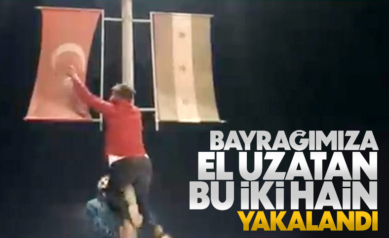 Azez'de Türk bayrağı yakan 2 kişi yakalandı