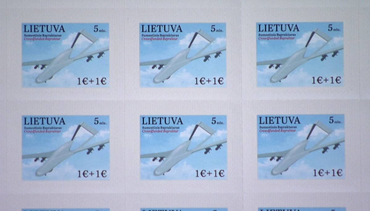 Lithuania printed Bayraktar TB2 image on postage stamp #2
