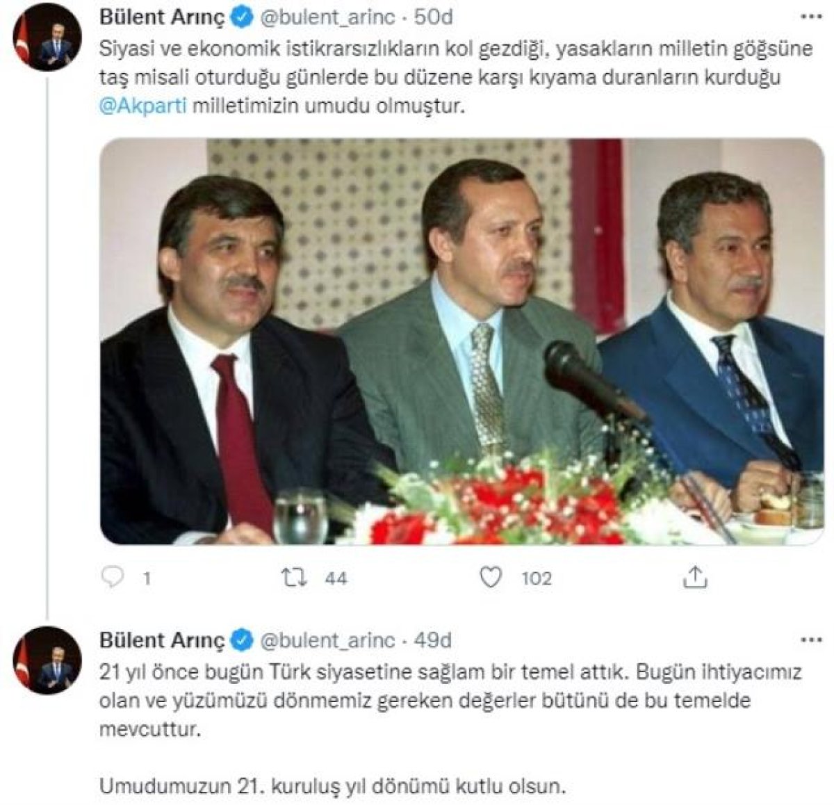 Bülent Arınç tan AK Parti nin kuruluş yıl dönümüne özel paylaşım #1