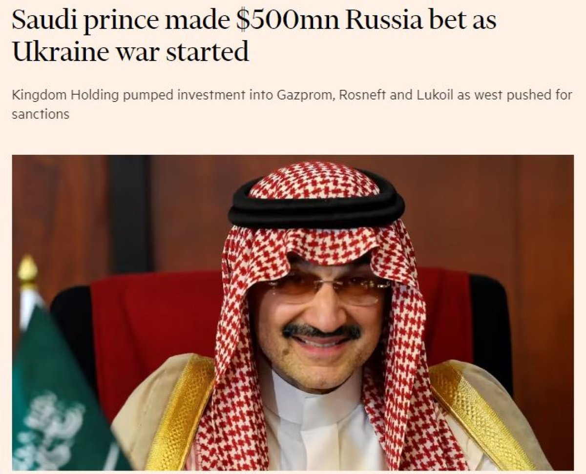 Saudi Prince bin Talal transfers $500 million to Russia in Ukraine war #2
