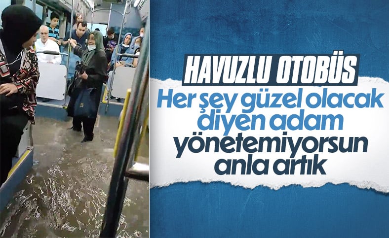 İstanbul'da otobüsü su bastı 