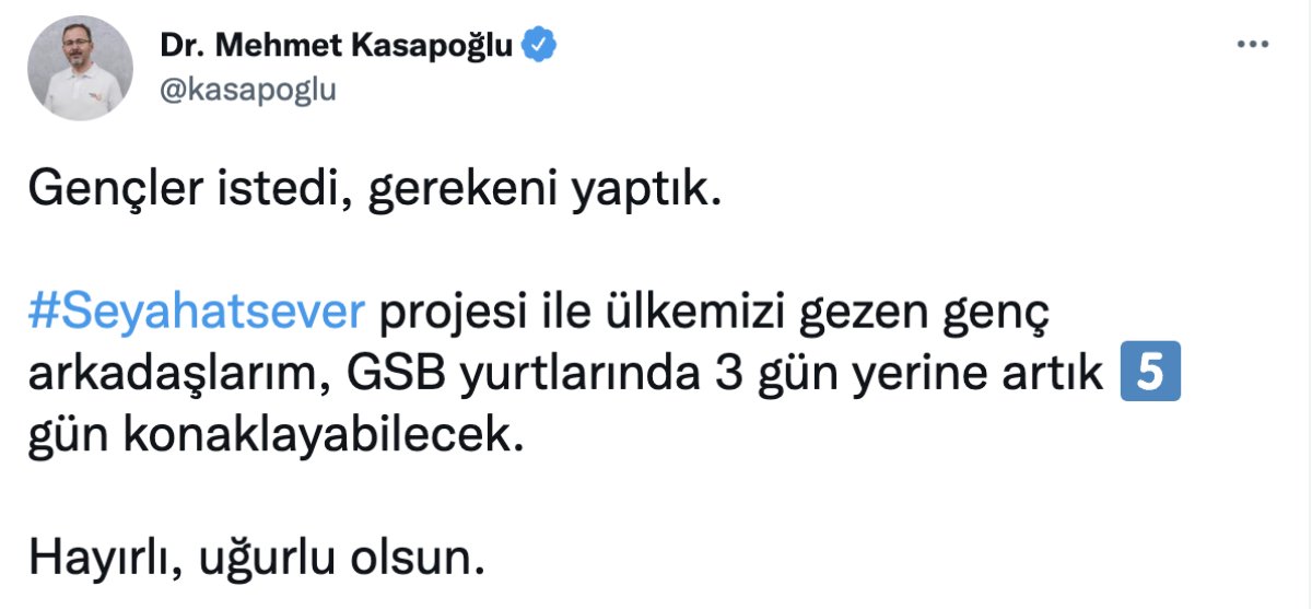 Mehmet Kasapoğlu: Seyahatsever de konaklama gün sayısı 5 e yükseltildi #1
