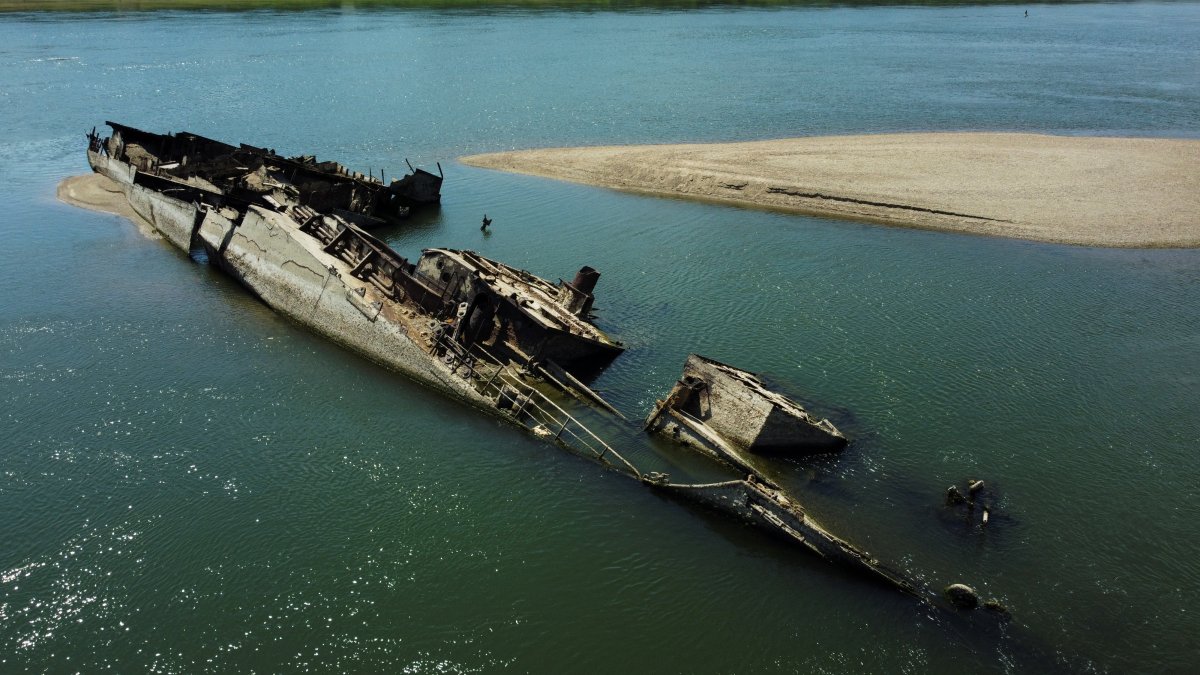 Drought exposes sunken warships in Danube #2