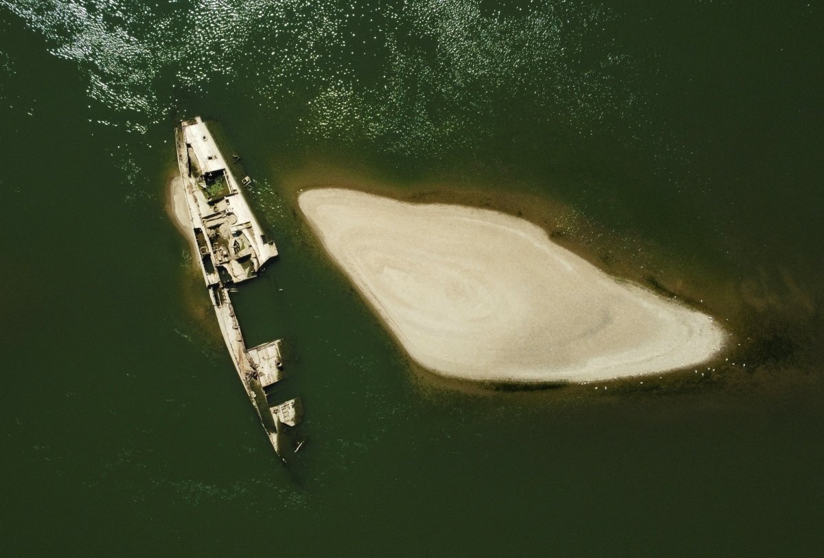 Drought exposes sunken warships in Danube #1
