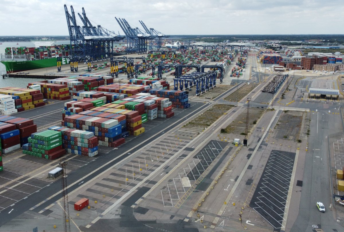 Felixstowe Harbor in England, scene of strike #2