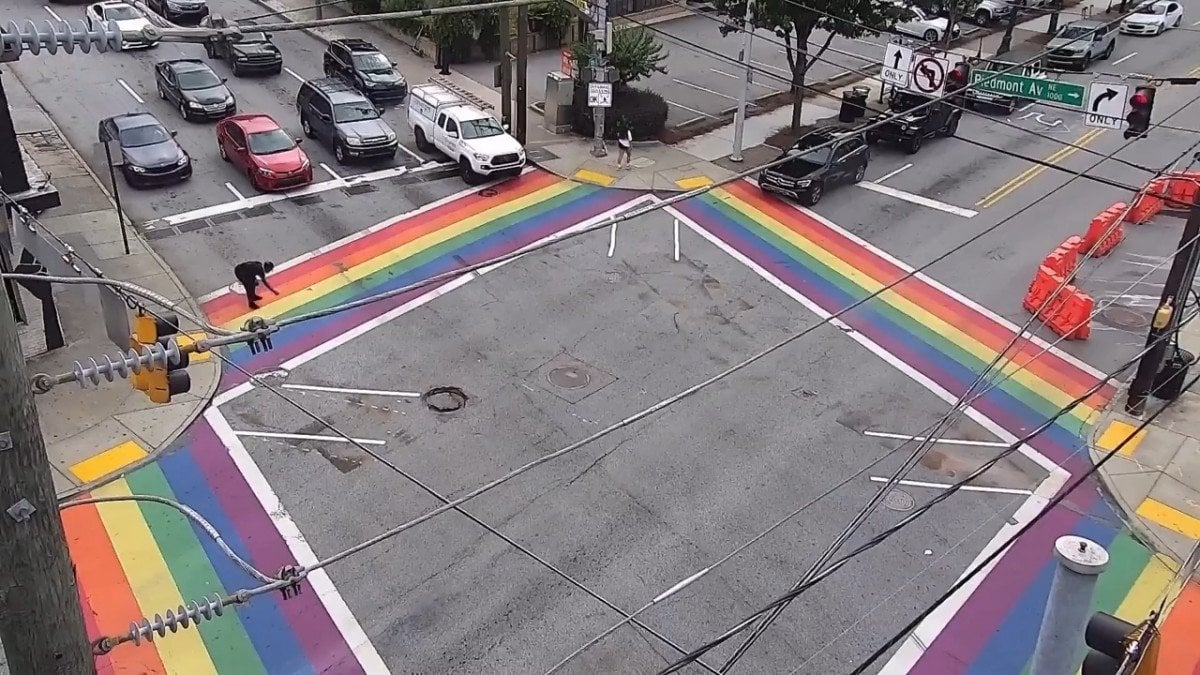 In the USA, a swastika was drawn on an LGBT flagged crosswalk #4