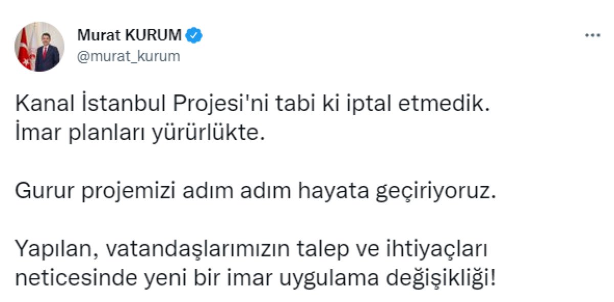 Murat Kurum: Kanal İstanbul Projesi ni iptal etmedik #1