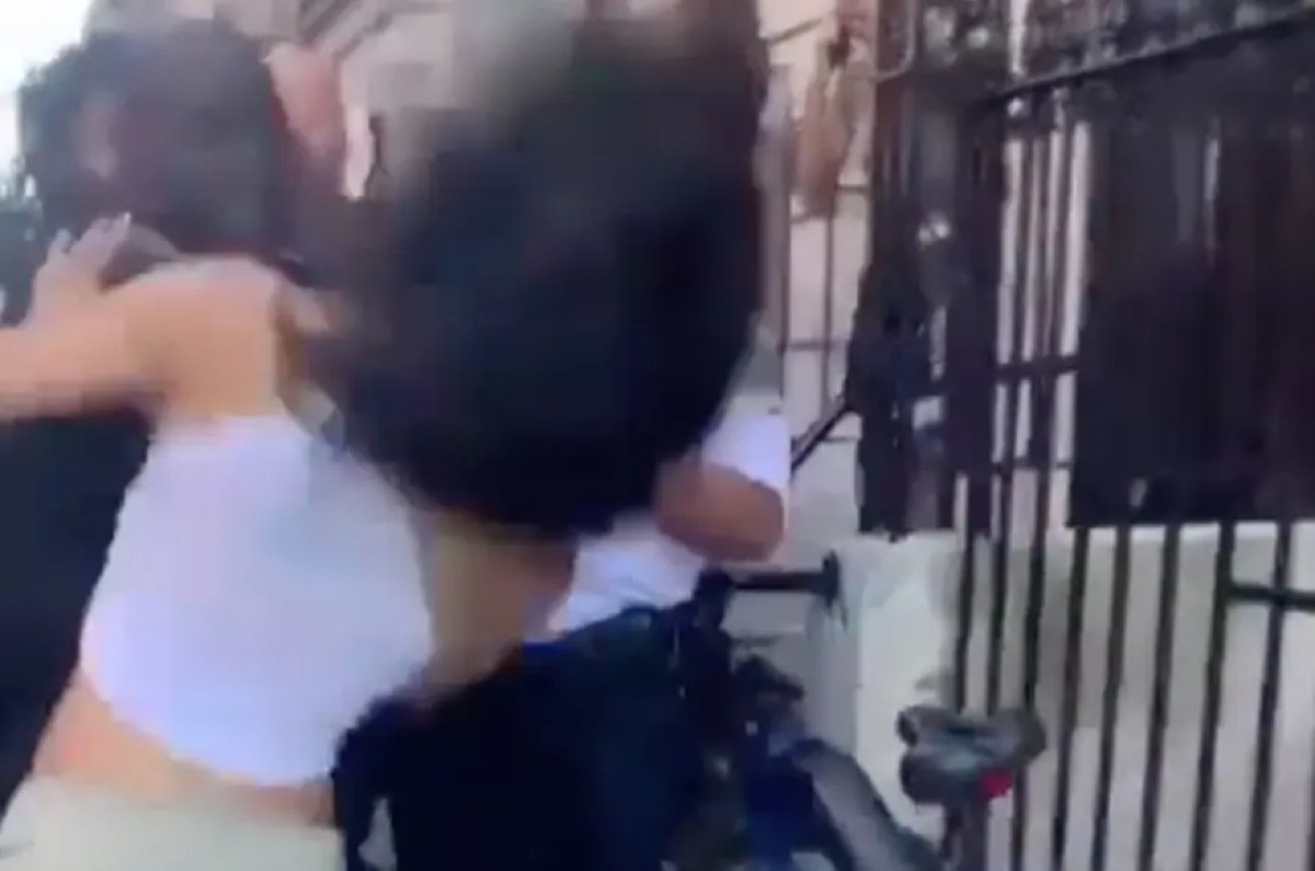 Fist attack on woman by US police #1
