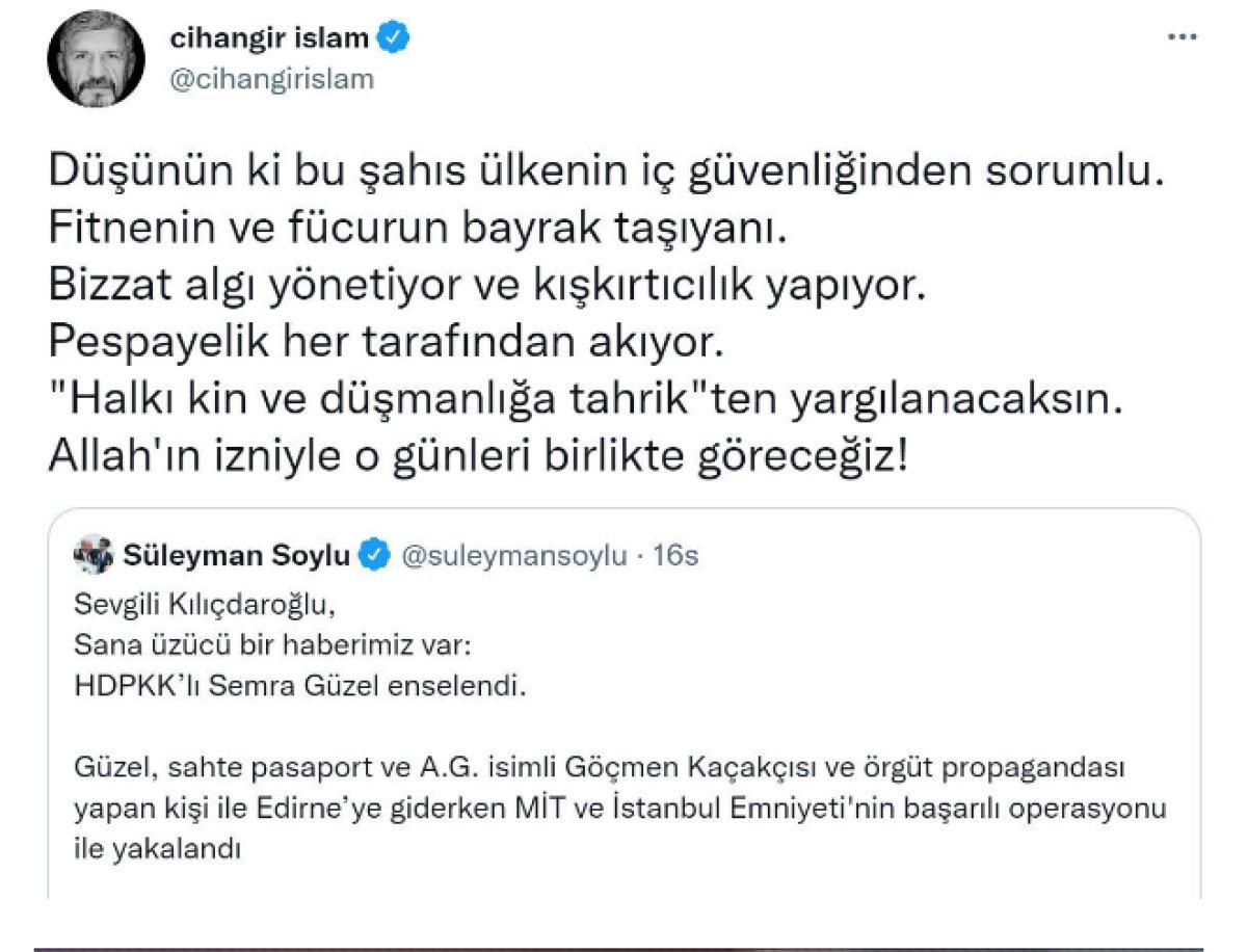 CHP li Cihangir İslam dan Süleyman Soylu ya tehditvari sözler  #1