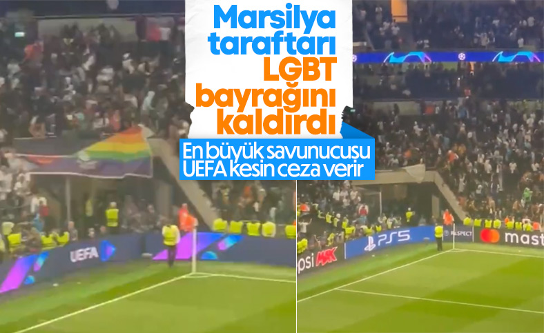 Marsilya taraftarı LGBT bayrağını kaldırdı