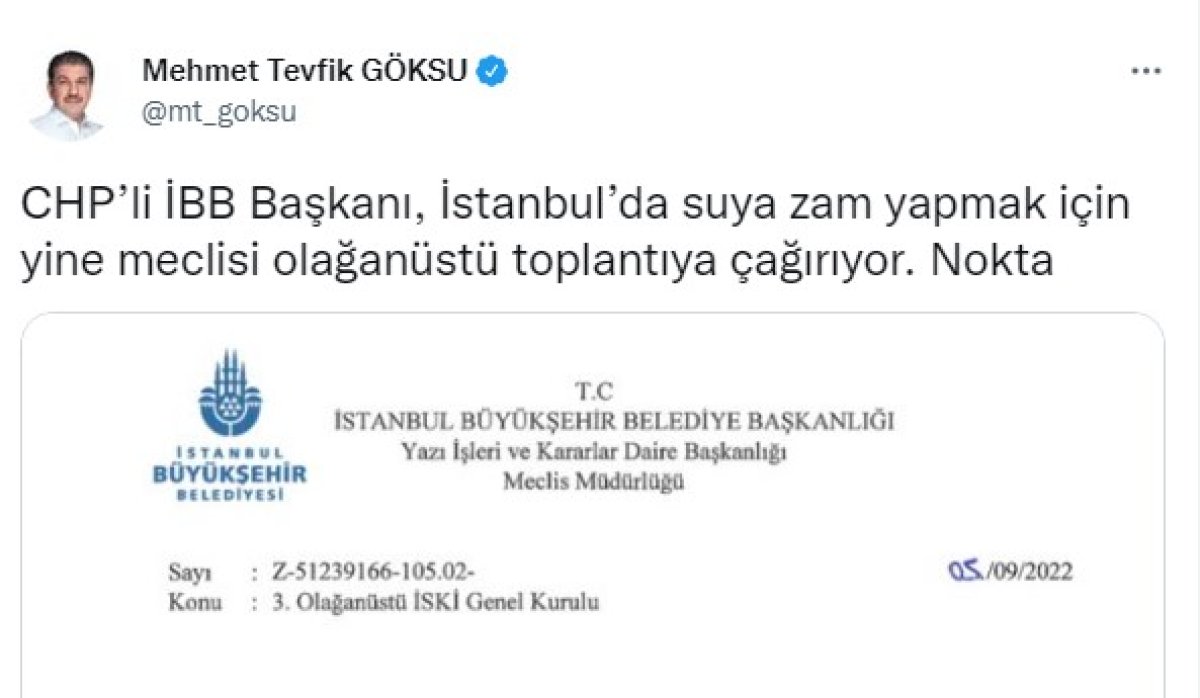 Ekrem İmamoğlu, İstanbul’da suya zam yapmak istiyor #1