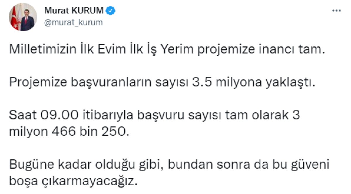 Murat Kurum: Projemize başvuranların sayısı 3.5 milyona yaklaştı #2