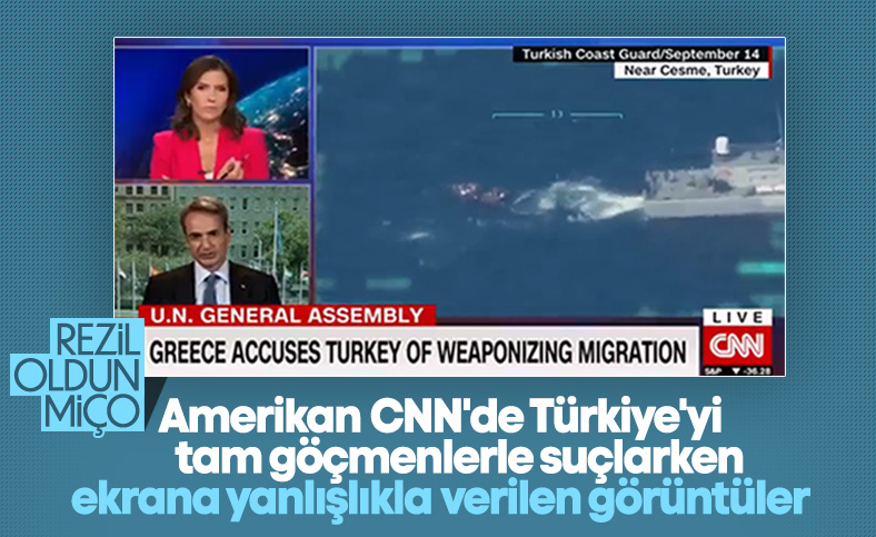 CNN, Kiryakos Miçotakis konuşurken geri itilen göçmenleri gösterdi