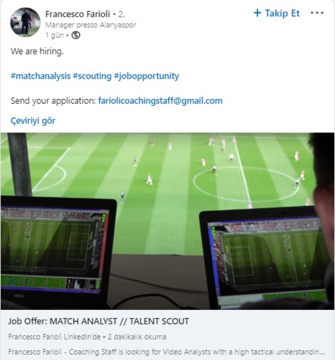 Francesco Farioli, internetten scout ilanı verdi #1