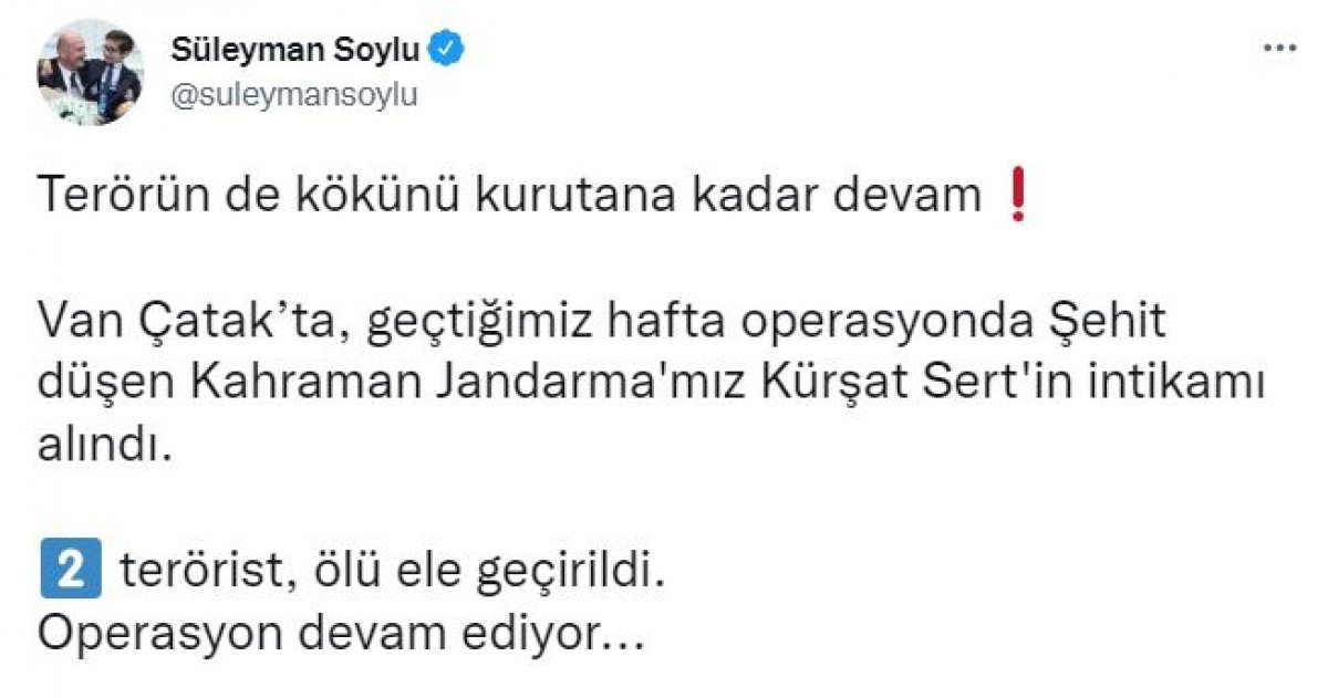 Bakan Soylu duyurdu: Şehit Kürşat Sert in intikamı alındı #2