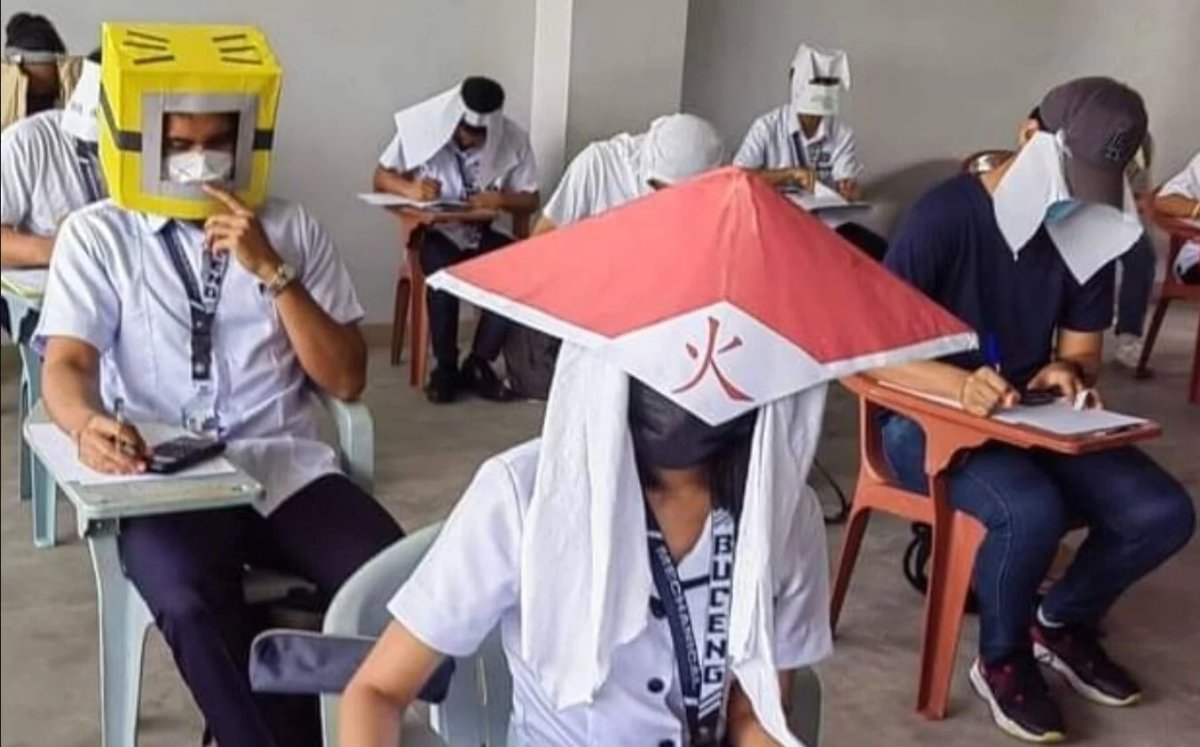 Filipinler de öğrencilerin kopyaya karşı giydiği şapkalar konuşuluyor #2