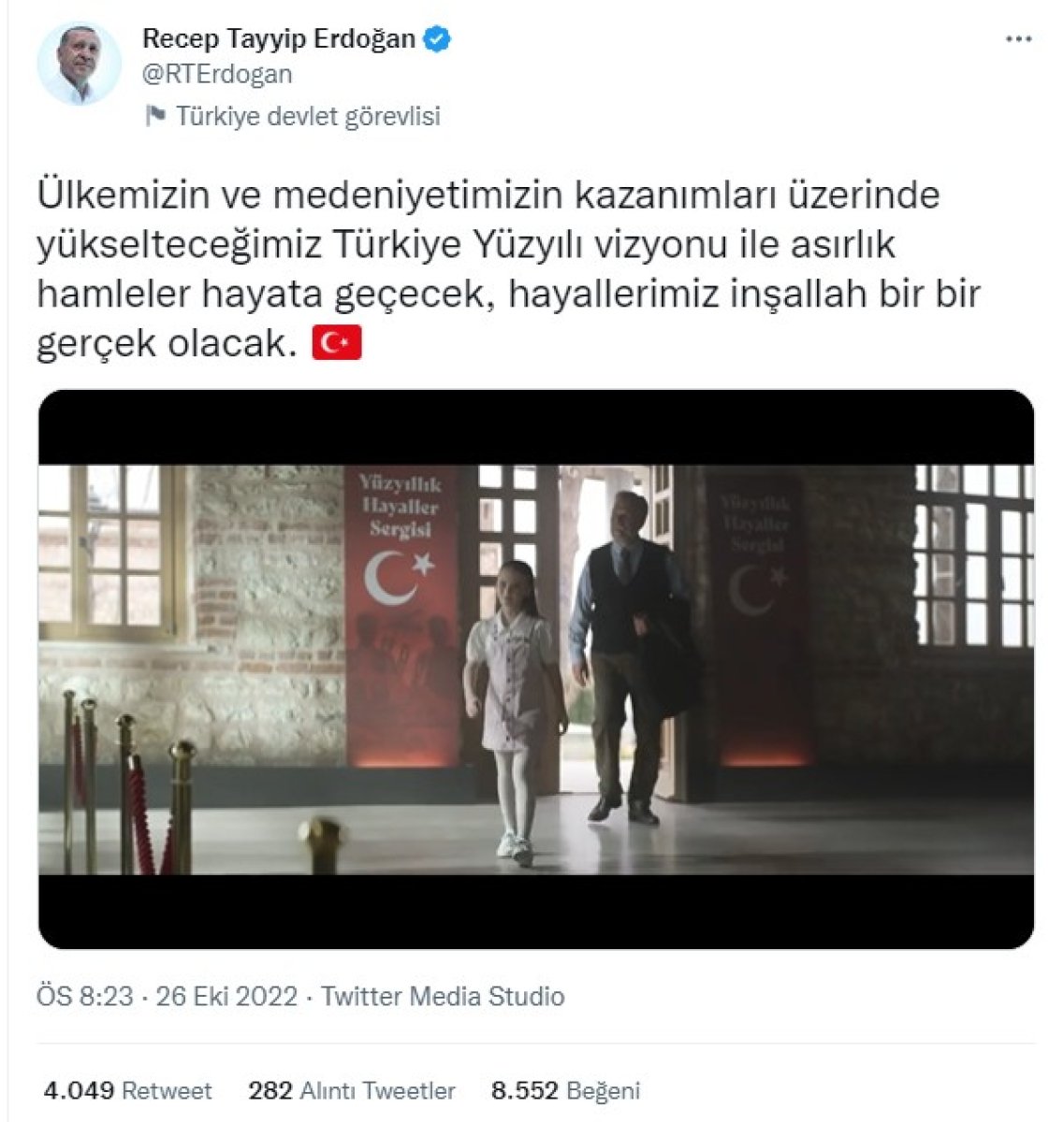 Cumhurbaşkanı Erdoğan dan  Türkiye Yüzyılı  paylaşımı #3