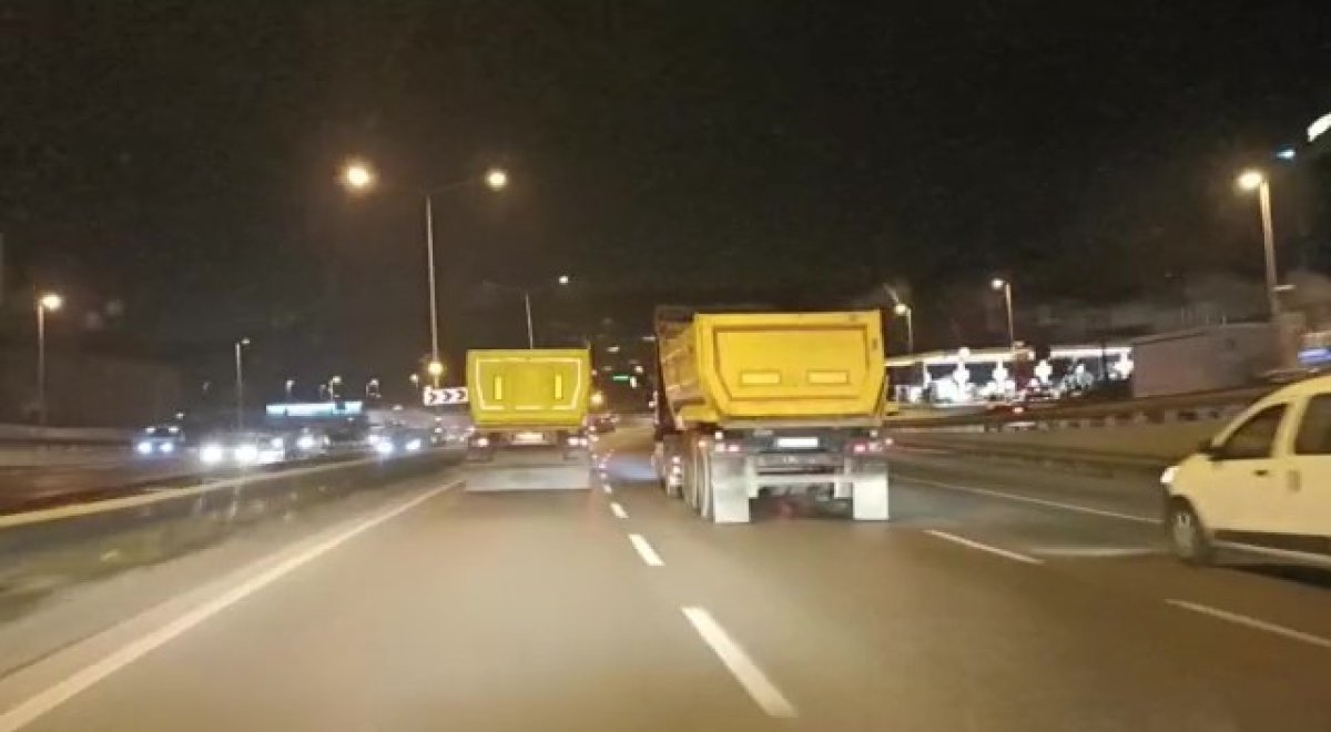Çekmeköy de yarışan hafriyat kamyonları paniğe neden oldu #2