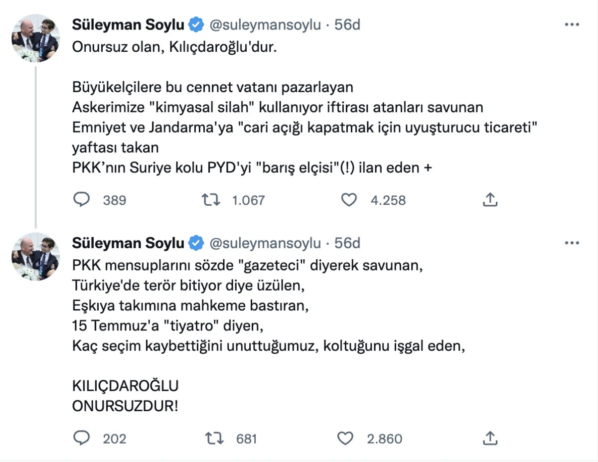 Bakan Soylu dan Kılıçdaroğlu na sert cevap: Kılıçdaroğlu onursuzdur #1