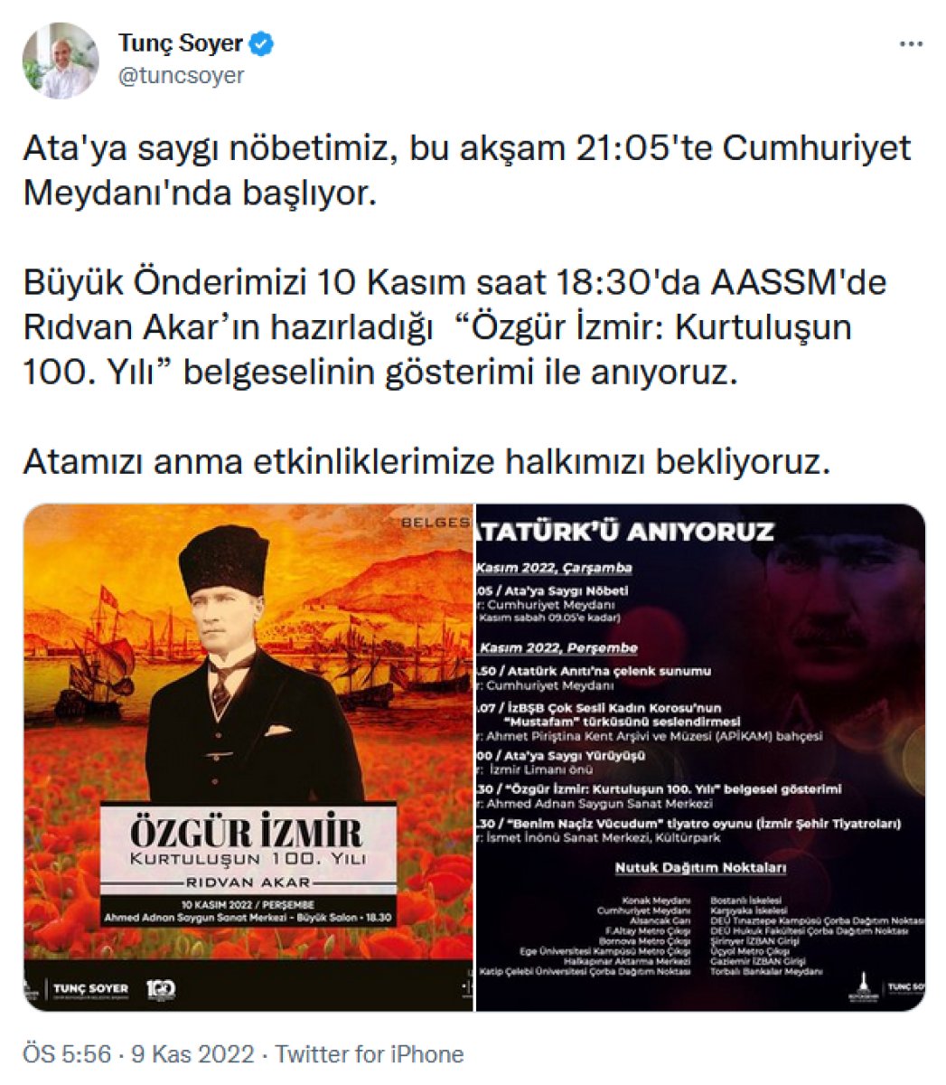 İzmir de Atatürk ü Anma Etkinliği ne katılım az olunca belediye bildiri yayınladı #2