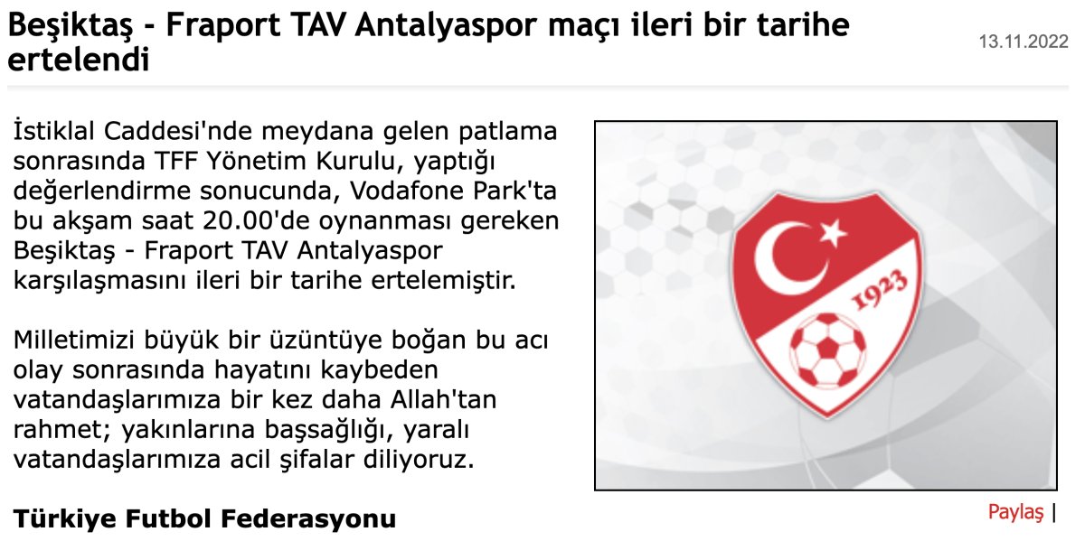 Beşiktaş - Antalyaspor maçı ertelendi #1
