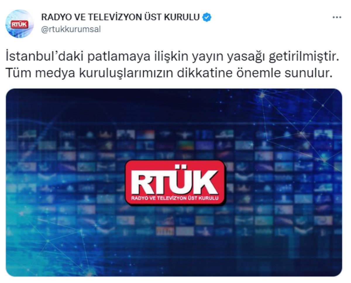 RTÜK, Taksim deki patlamaya ilişkin yayın yasağı getirdi #1