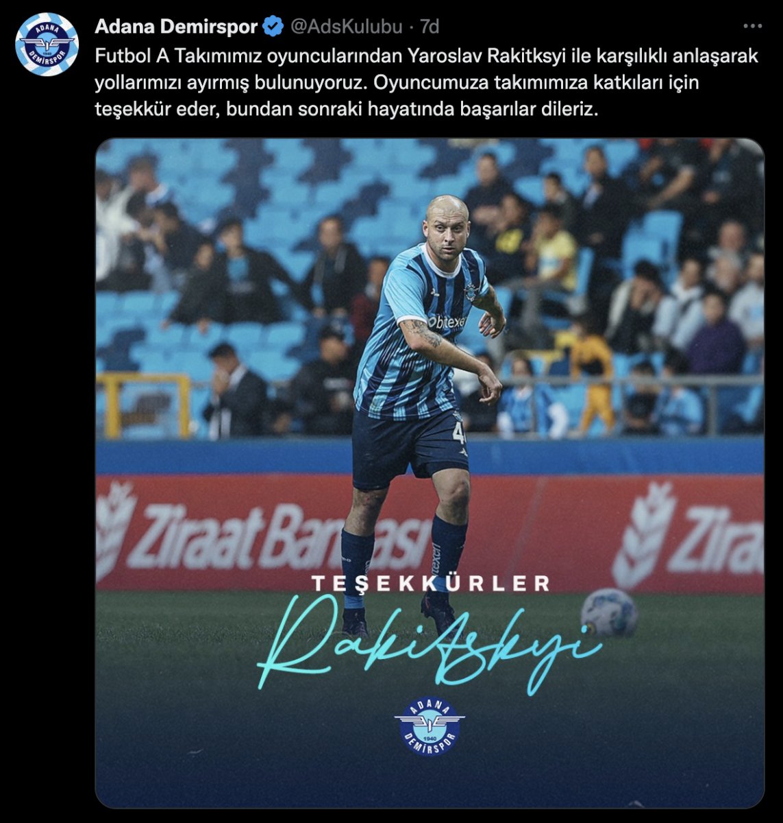 Adana Demirspor, Yaroslav Rakitksyi ile yollarını ayırdı #1