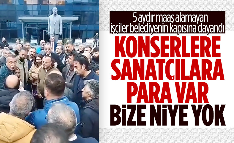 CHP'li Ataşehir Belediyesi'nde maaşlarını alamayan işçilerden protesto