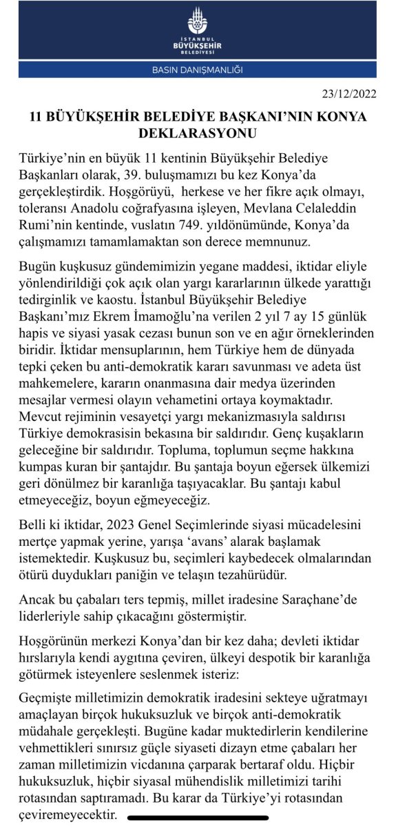 CHP’li 11 büyükşehir belediye başkanından ortak bildiri #2