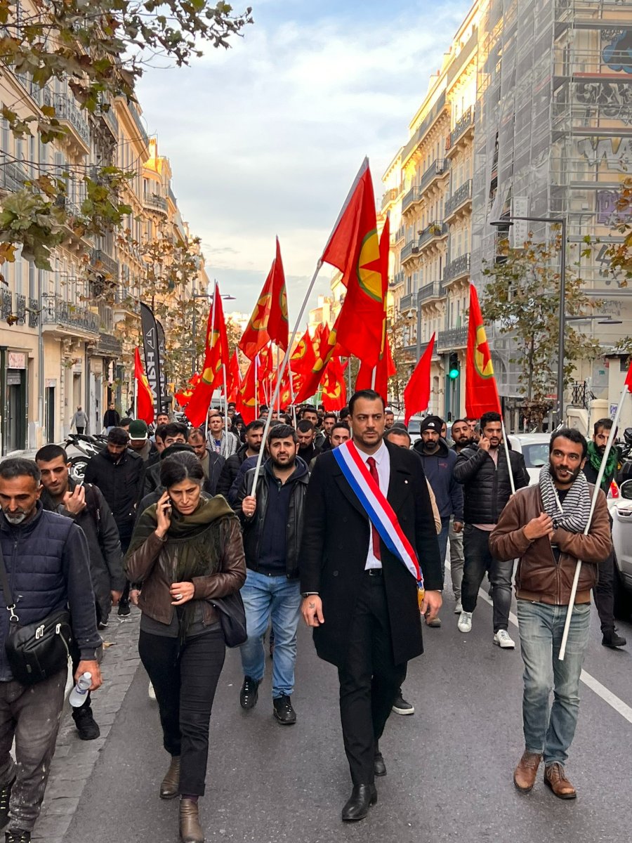 Polise tepki gösteren Fransız vekil Delogu, PKK yanlılarıyla yürüdü #6