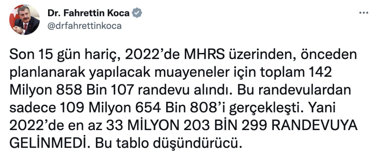 Fahrettin Koca, 2022’deki muayene ve randevu sayısını paylaştı #2