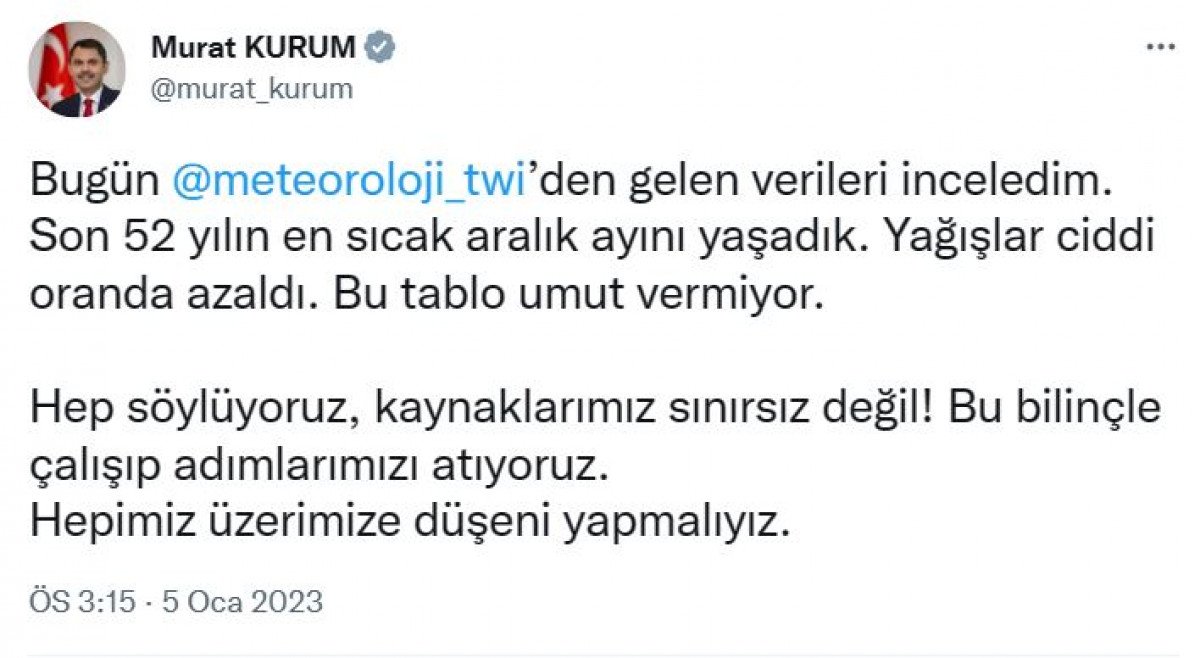 Murat Kurum: Son 52 yılın en sıcak aralık ayını yaşadık #1