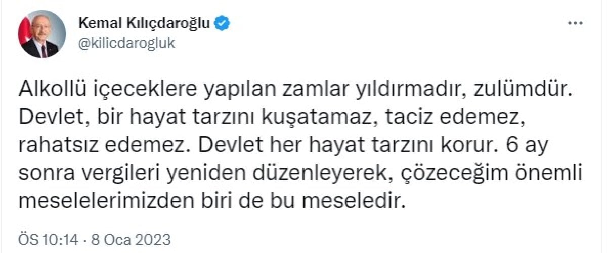 Kemal Kılıçdaroğlu ndan alkollü içeceklere yapılan zamma tepki #1