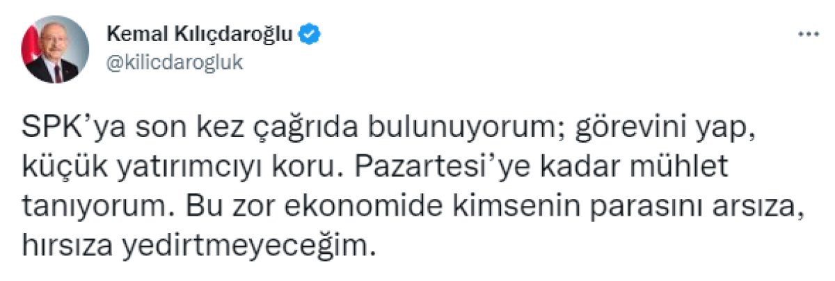 Kemal Kılıçdaroğlu ndan SPK ya çağrı #1