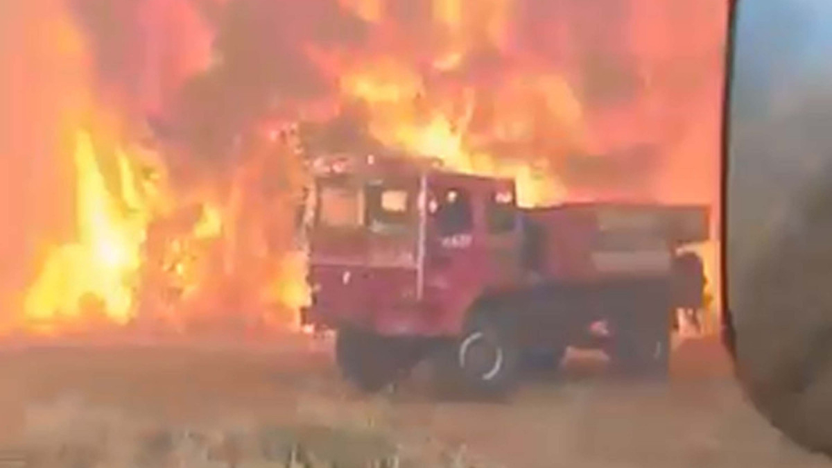 Çanakkale'de arazözle alevlerin arasında kalan orman işçisinin zor anları
