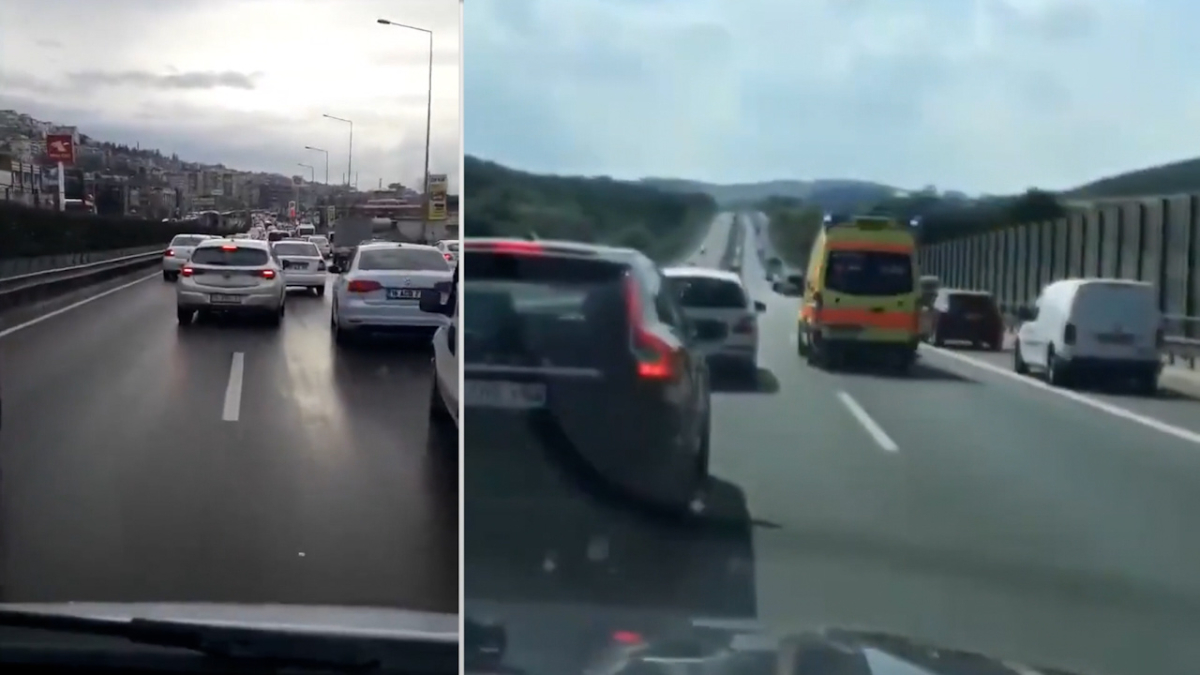 Bursa'da sürücüler ambulansa yol vermeyi beceremedi! O anlar gündem oldu